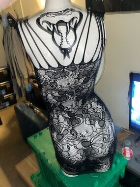 Sheer Black Floral Lace Bodycon Chemise - Women's Intimates